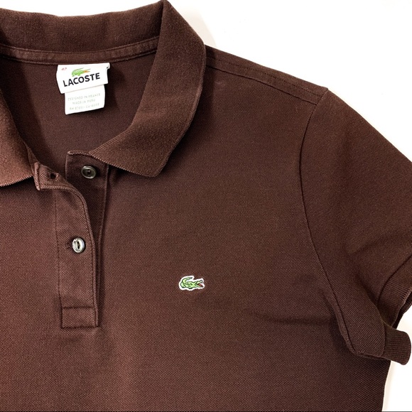 Lacoste 🐊 Polo Brown Collar, Size 42 - Picture 4 of 8